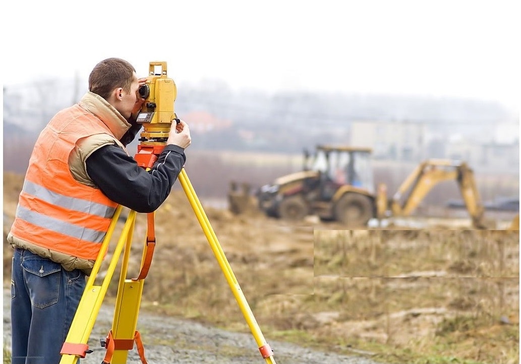 Land surveying on site